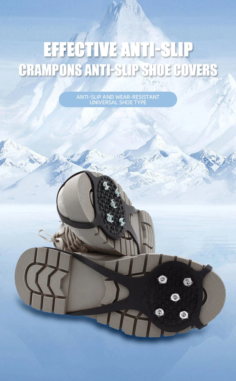 1 Pair 5 Studs Anti-Skid Ice Snow Camping Walking Shoes Winter Safety Boots Universal Professional Climbing Crampons