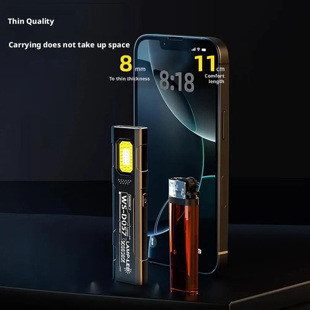 Powerful Mini COB LED Keychain Flashlight USB C Rechargeable Hanging Work Light Waterproof Keyring Camping Walking Pocket Lamp