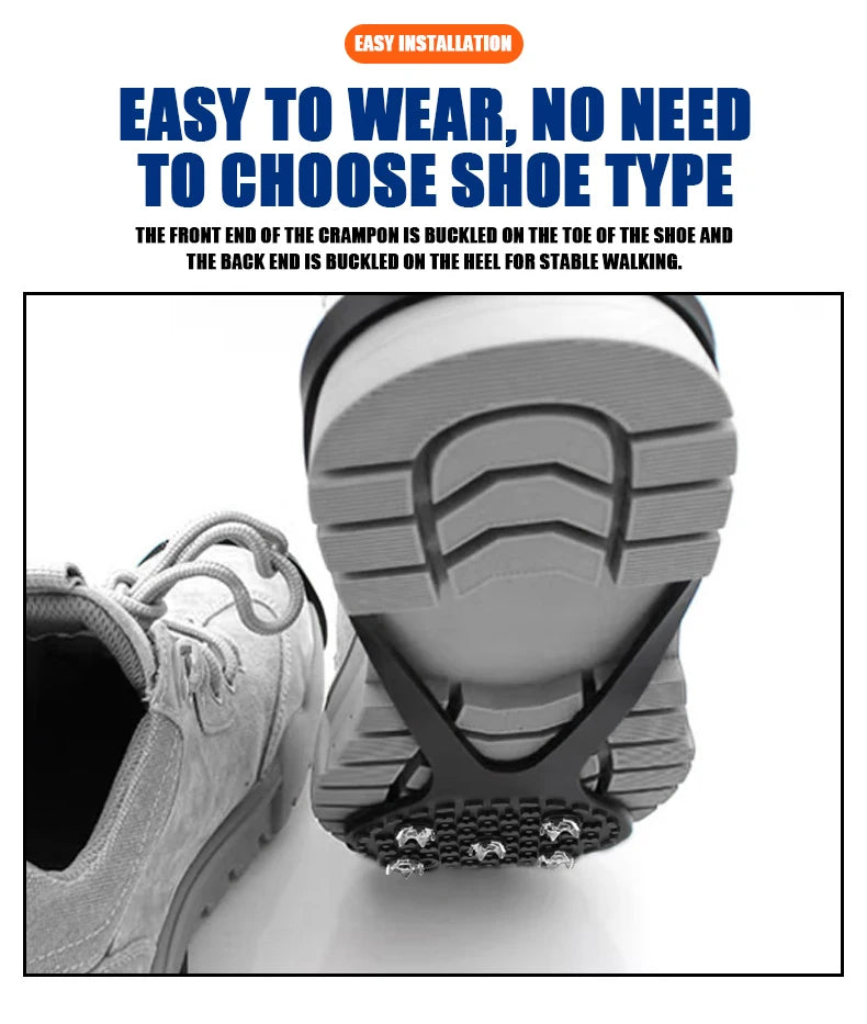 1 Pair 5 Studs Anti-Skid Ice Snow Camping Walking Shoes Winter Safety Boots Universal Professional Climbing Crampons
