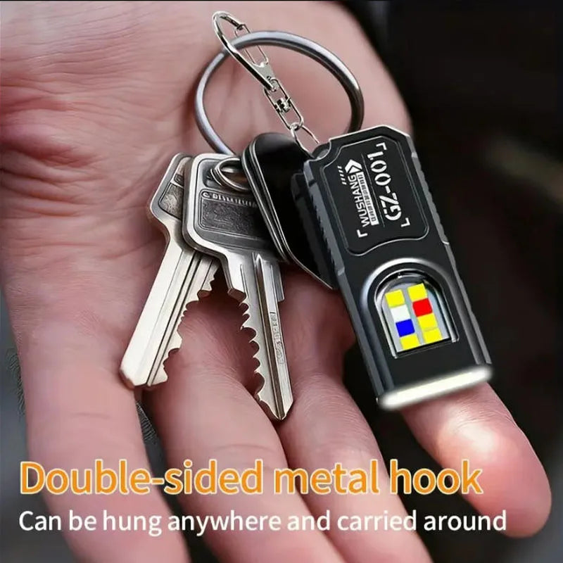 Powerful Mini COB LED Keychain Flashlight USB C Rechargeable Hanging Work Light Waterproof Keyring Camping Walking Pocket Lamp