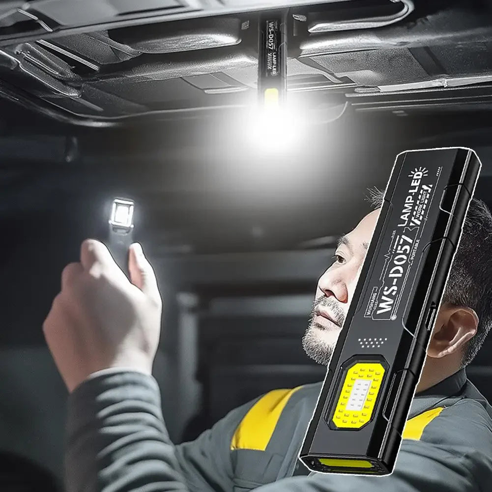 Powerful Mini COB LED Keychain Flashlight USB C Rechargeable Hanging Work Light Waterproof Keyring Camping Walking Pocket Lamp