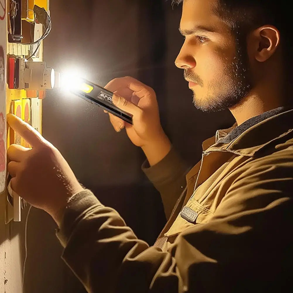 Powerful Mini COB LED Keychain Flashlight USB C Rechargeable Hanging Work Light Waterproof Keyring Camping Walking Pocket Lamp