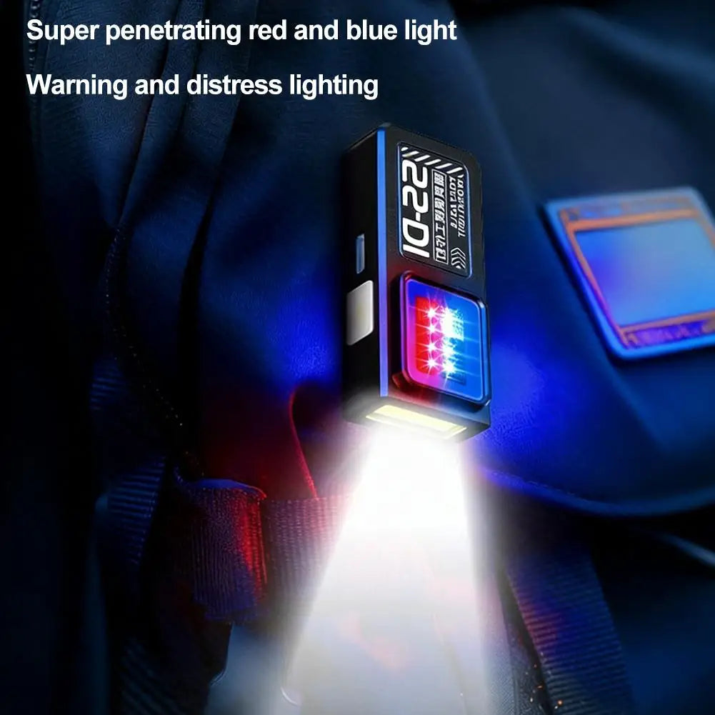 Powerful Mini COB LED Keychain Flashlight USB C Rechargeable Hanging Work Light Waterproof Keyring Camping Walking Pocket Lamp