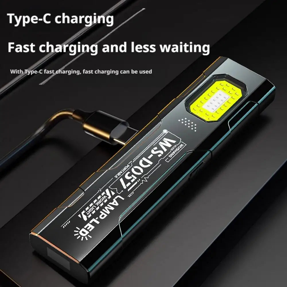 Powerful Mini COB LED Keychain Flashlight USB C Rechargeable Hanging Work Light Waterproof Keyring Camping Walking Pocket Lamp