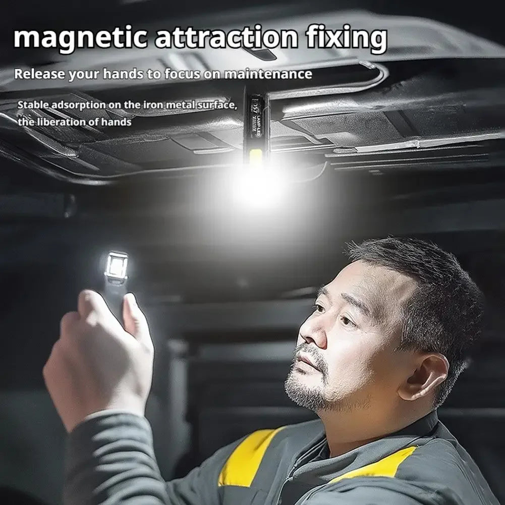 Powerful Mini COB LED Keychain Flashlight USB C Rechargeable Hanging Work Light Waterproof Keyring Camping Walking Pocket Lamp